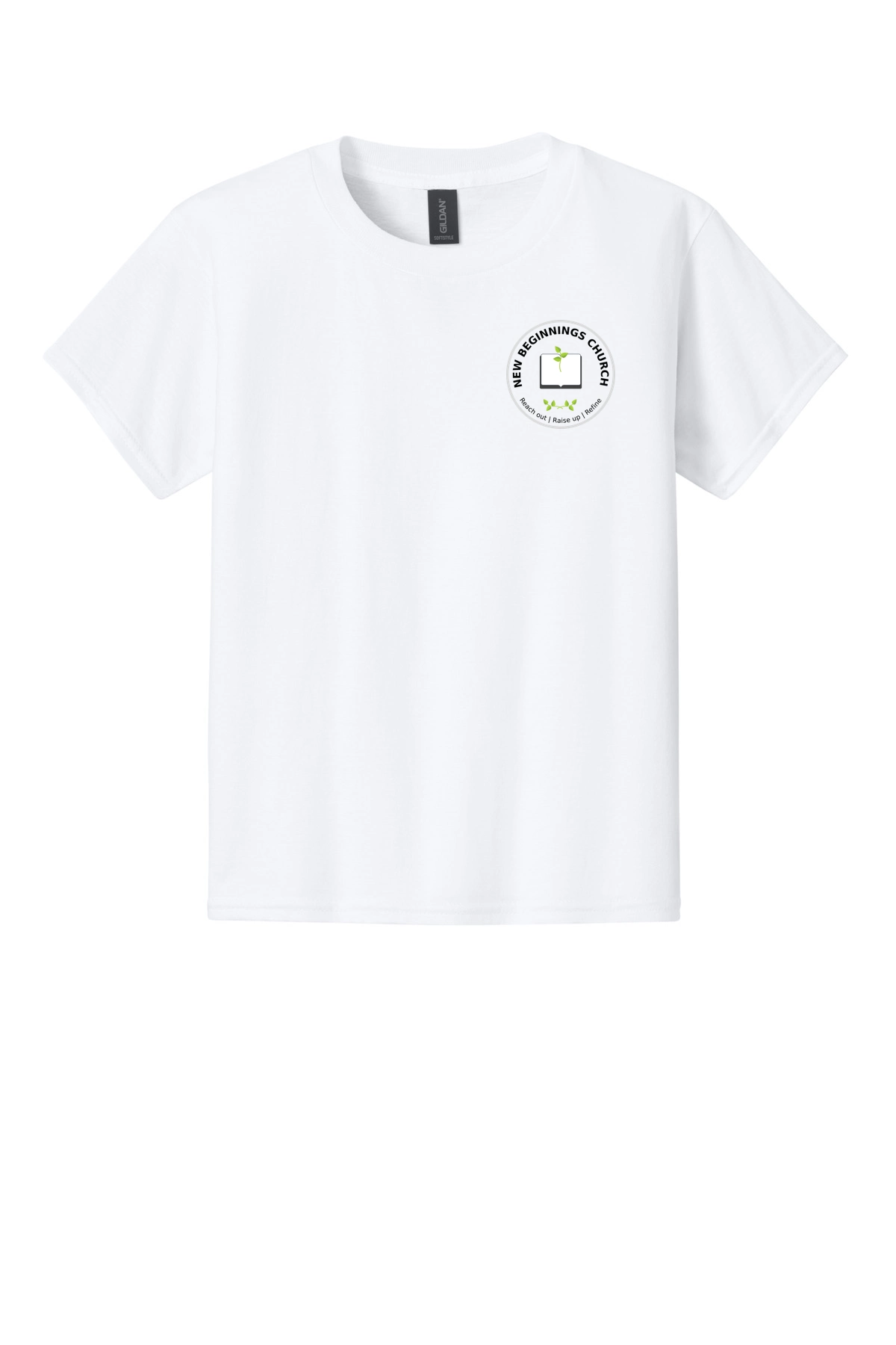 Variant Image for 64000B - Gildan Youth Softstyle® T-Shirt - NBC - For White-Tan - Website New Beginning Church