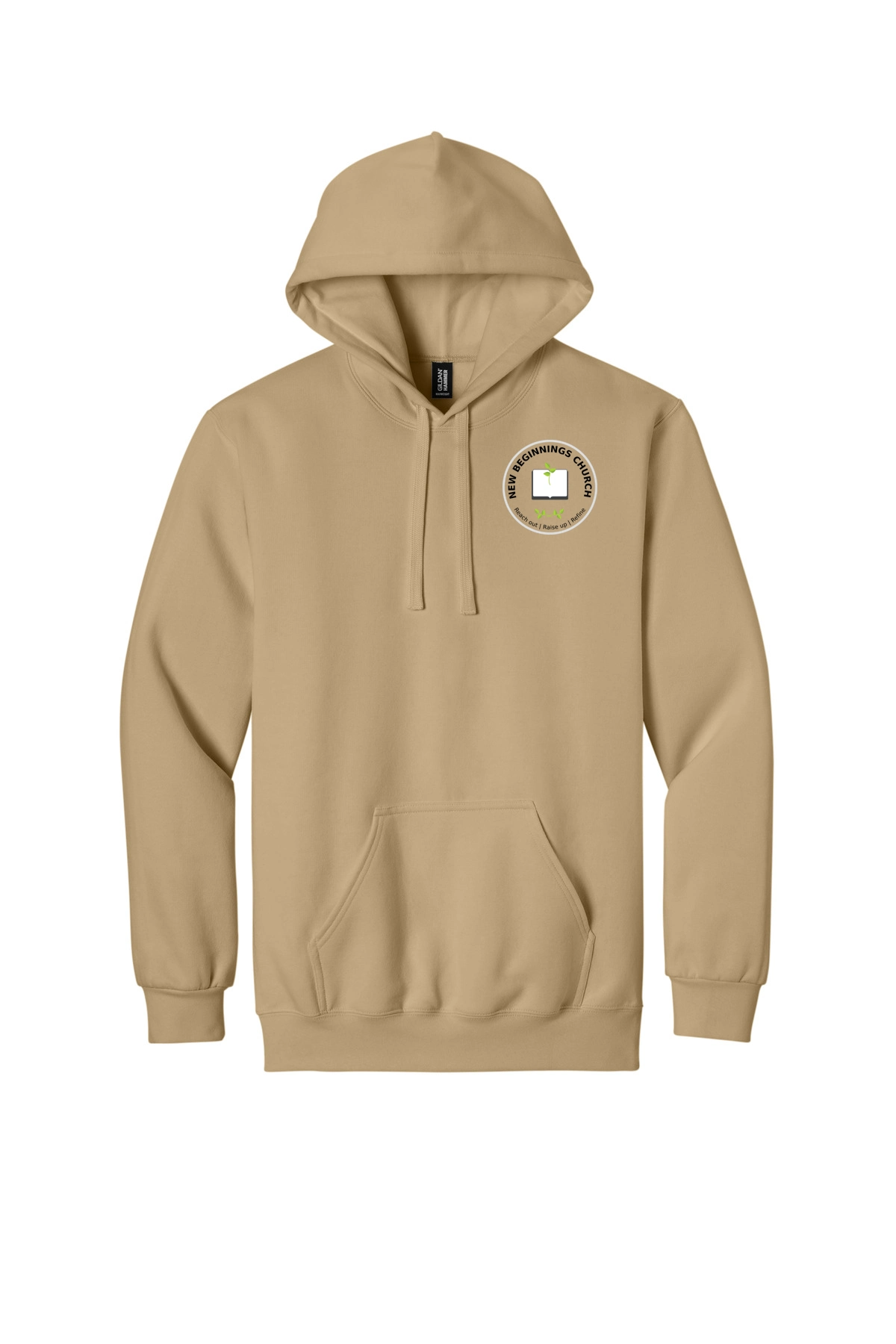 Variant Image for 19500 - Gildan Hammer® Maxweight Hooded Sweatshirt - NBC - White-Tan - Website New Beginning Church