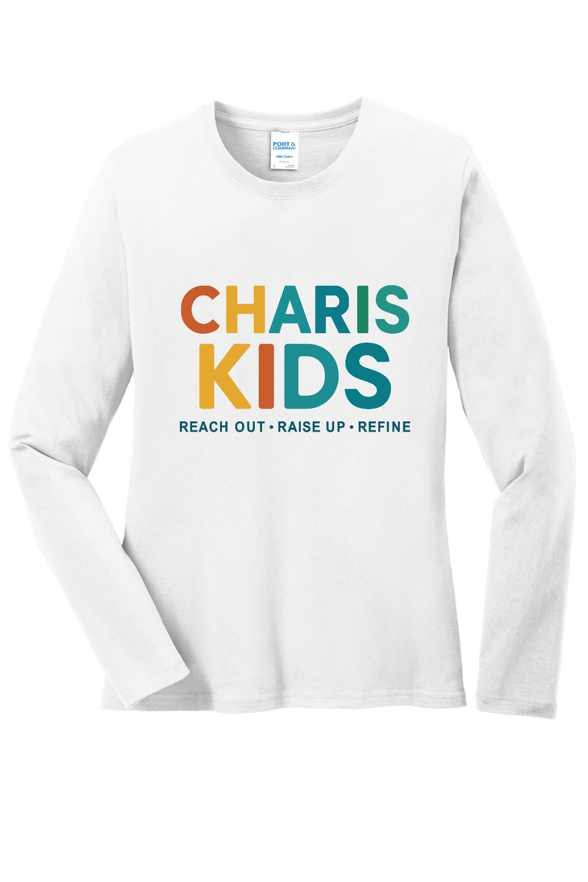 Variant Image for LPC54LS - Port & Co™ Women's Long Sleeve Core Cotton Tee - NBC Kids - Full Color - Website New Beginning Church