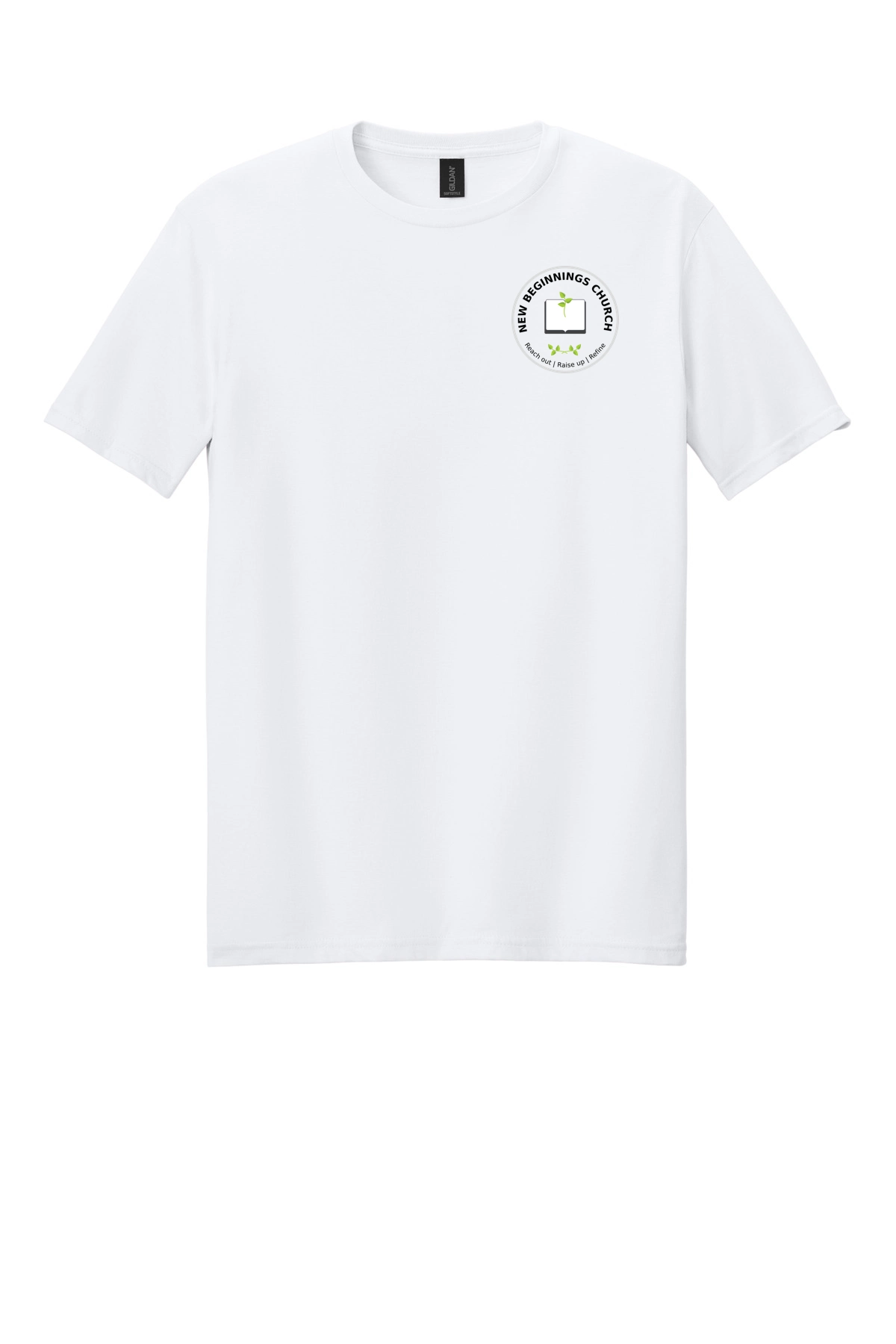 Variant Image for 64000 - Gildan Softstyle® T-Shirt - NBC - White-Tan - Website New Beginning Church