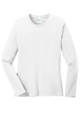 LPC54LS - Port & Co™ Women's Long Sleeve Core Cotton Tee (4XL, White)